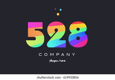 528 creative color green orange blue magenta pink number digit company logo vector icon spectrum