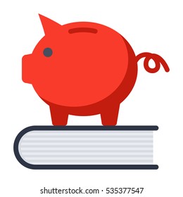 529 college savings plan concept with book and piggy bank