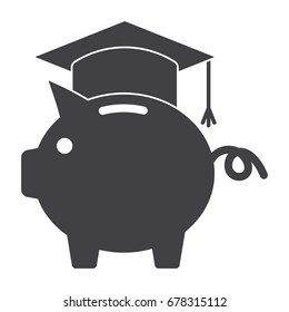 529 college savings plan concept with piggy bank wearing a graduation cap