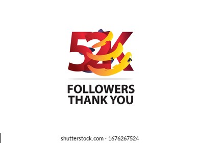 52k, 52.000 Followers Thank you logo  Sign Ribbon Gold space Red and Blue, Yellow number vector illustration for social media, internet - vector