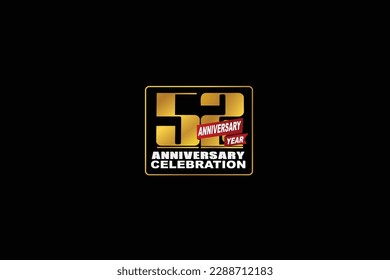 52nd, 52 years, 52 year anniversary celebration rectangular abstract style logotype. anniversary with gold color isolated on black background, vector design for celebration vector
