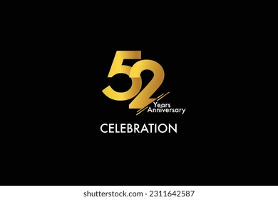 52nd, 52 years, 52 year anniversary gold color on black background abstract style logotype. anniversary with gold color isolated on black background, vector design for celebration vector