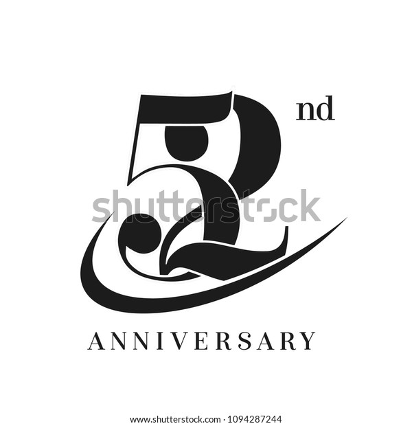 52nd Anniversary Celebration Simple Monogram Design Stock Vector ...