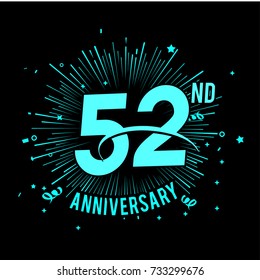 52nd anniversary logo with firework background. glow in the dark design concept