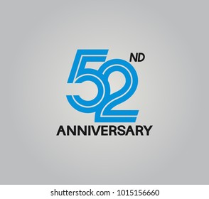 52nd anniversary logotype with multiple line style blue color isolated on white background for celebration