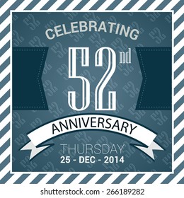 52nd Anniversary poster / stamp/ template design in retro style - Vector Background