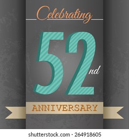 52nd Anniversary poster / template design in retro style - Vector Background