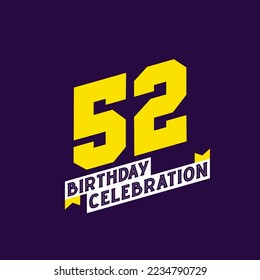 Diseño vectorial de la celebración del 52º cumpleaños, 52 años