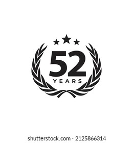 52nd year anniversary vector logo design
