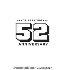 52nd year anniversary vector logo design