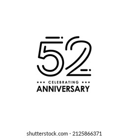 52nd year anniversary vector logo design