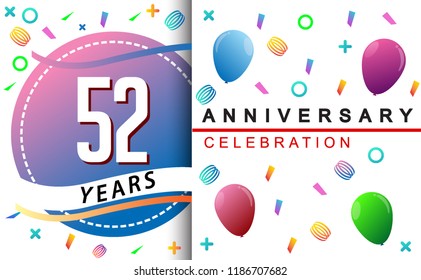 52nd Years Anniversary Celebration Colorful Balloons Stock Vector ...