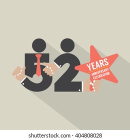 52nd Years Anniversary Typography Design Vector Illustration