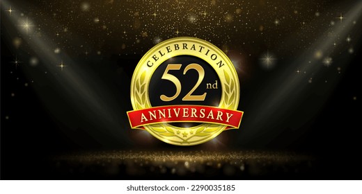 Logo del 52° aniversario de celebración vectorial aislado en fondo negro