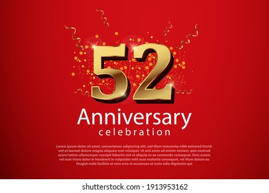 52th anniversary background with 3D number illustration