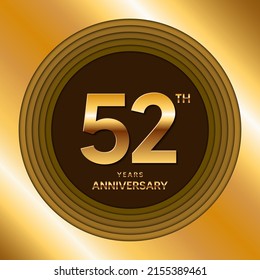 Logotipo del 52º Aniversario. Diseño de planilla de celebración del aniversario para folletos, folletos, revistas, afiches de folletos, banner, web, invitación o tarjeta de saludo. Ilustraciones vectoriales.