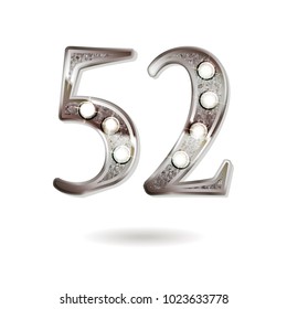 52th silver anniversary logo, ten years birthday celebration solated on white background