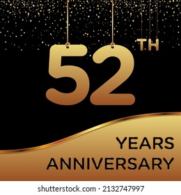 52º aniversario, diseño vectorial para celebración de aniversario con color dorado sobre fondo negro, diseño simple y de lujo. plantilla de vector de logotipo