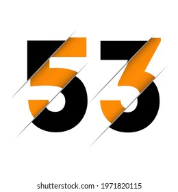 53 5 3 Number Logo Design with a Creative Cut and Black Circle Background. Creative logo design.