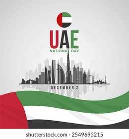 53 Jahrestag des Nationalfeiertags der Vereinigten Arabischen Emirate 2. Dezember 2024 Celebration Design. UAE Eid Al Etihad Hintergrund, Banner, Gruß, Poster, Social Media. Vektorgrafik