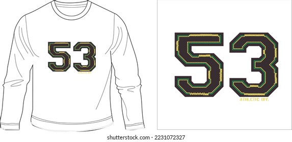 53 atletic
t shirt graphic design vector illustration digital file
