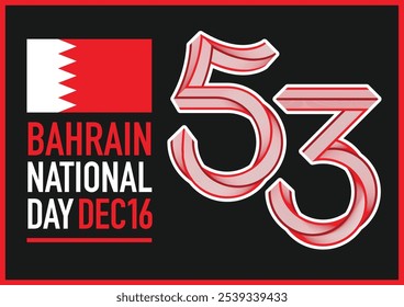 53 Dia Nacional do Bahrein. 16 de dezembro. Dia Nacional do Reino do Bahrein. Nosso Bahrein, Nossa Alegria, Nossa Glória. Ilustração de vetor.