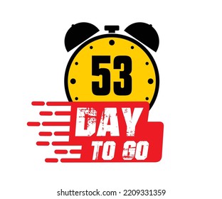 53 días para ir ilustración de arte vectorial con fuente agradable y reloj de alarma combinado