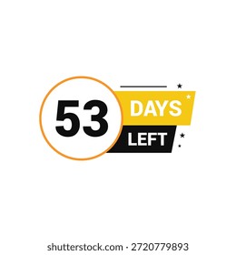 Quedan 53 días Número de cuenta regresiva Plantillas de Anuncio tiempo icono diseño de Vector