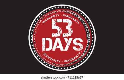 53 days warranty icon vintage rubber stamp guarantee