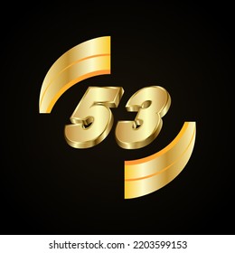 53 Golden numbers. vector 3d realistic metal characters. Decorative elements for banner, cover, birthday or anniversary party, etc.