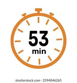 53 minute Timer, clock, icon vector stopwatch isolated icons. Countdown timer symbol.