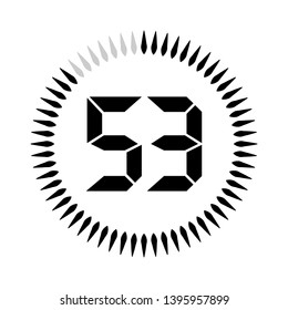The 53 minutes or seconds, stopwatch vector icon, digital timer. clock and watch, timer.