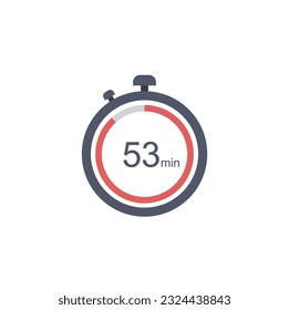 53 minutes timer icon, 53 min digital timer. Clock and watch, timer, countdown.