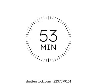 53 minutes timers Clocks, Timer 53 min icon vector