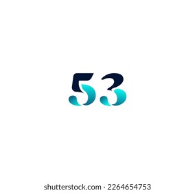 53 Number logo design template elements. Modern abstract digital number logo. Vector illustration.
