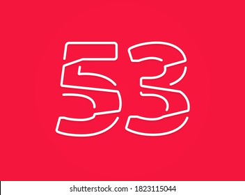 53 number. Modern trendy, creative style design. For logo, brand label, design elements, corporate identity, application etc. Isolated vector illustration          