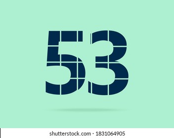 53 number, vector desing font.  Made of knife cut. For logo, brand label, design elements, corporate identity, application & more. IsolatedEps10 illustration