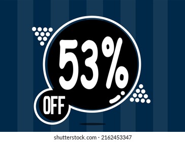 53% off. Dark banner with 53 percent discount on a black balloon for mega big sales.