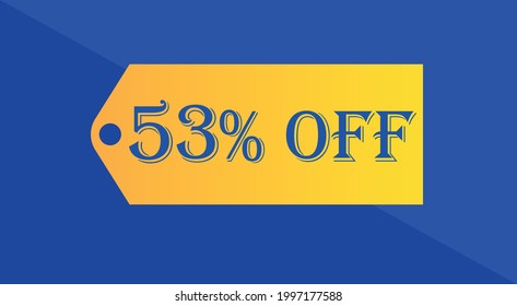 53% off orange and blue discount coupon for special offers on discounts and promotions.