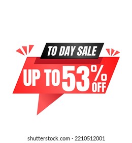 53% off sale balloon. Red vector illustration . sale label design, 