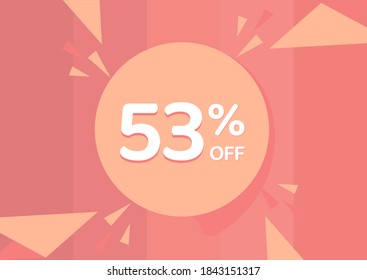 53% OFF Sale Discount Banner, Discount offer, 53% Discount Banner on pinkish background