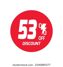 53% OFF Sale Discount Banner offer price tag. Special offer sale red label. Vector Modern Sticker Illustration Background