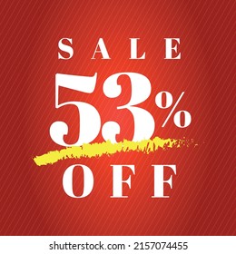 53% off tag fifty three percent discount sale white letter red gradient background