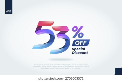 53 por ciento de Vector de Anuncio con tipografía de degradado 3D moderna para la promoción de la venta