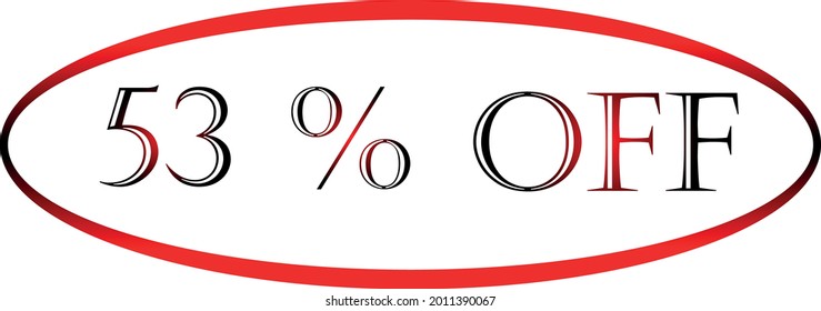 53 percent off red vector symbol. discount symbol, discount promotion, sale discount offer, marketing advertisement, super sale.