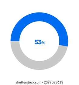 53 percent pie chart outline stroke vector illustration eps 