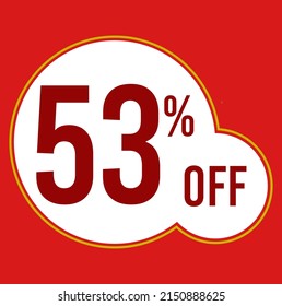 53 percent red banner with white ballons and red lettering for promotions and offers