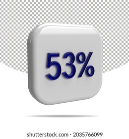 53 percentage 3D render, transparent