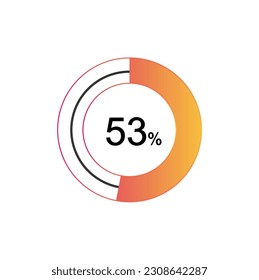 53 Percentage diagrams, pie chart for Your documents, reports, 53% circle percentage diagrams for infographics.