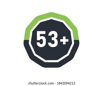 53 más aislados en un fondo blanco. Número de más de 53 